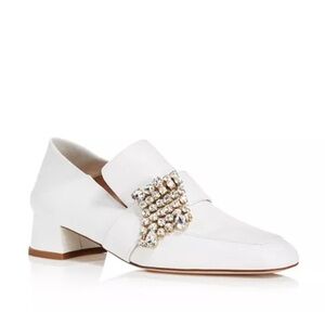 Stuart Weitzman Women's Irises Embellished Leather Block Heel Loafers